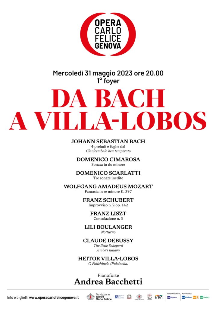 Da Bach a Villa-Lobos programma del concerto di Andrea Bacchetti