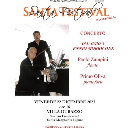 Musicamica e il Duo Zampini & Oliva a Villa Durazzo, i due artisti Fiorentini si presentano al pubblico il 22 alle 16 a Santa Margherita