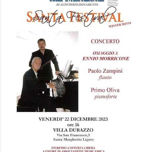Musicamica e il Duo Zampini & Oliva a Villa Durazzo, i due artisti Fiorentini si presentano al pubblico il 22 alle 16 a Santa Margherita