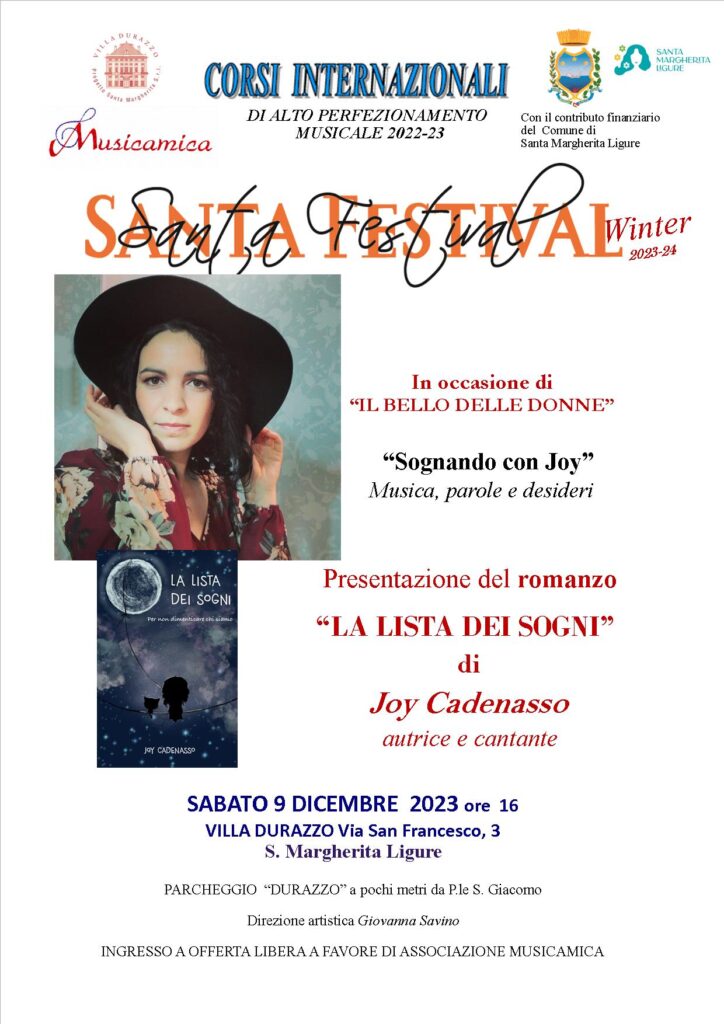 "Sognando con Joy" con Joy Cadenasso-Locandina 9 dicembre 2023