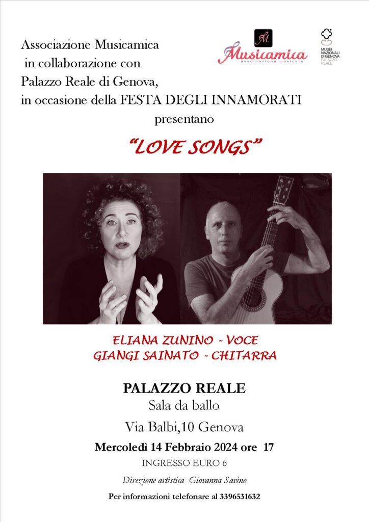 Love Songs 14 febbraio a Palazzo Reale-Locandina