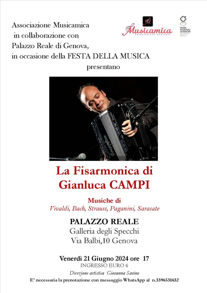 21 giugno 2024-Concerto di Gianluca Campi a Palazzo Reale a Genova