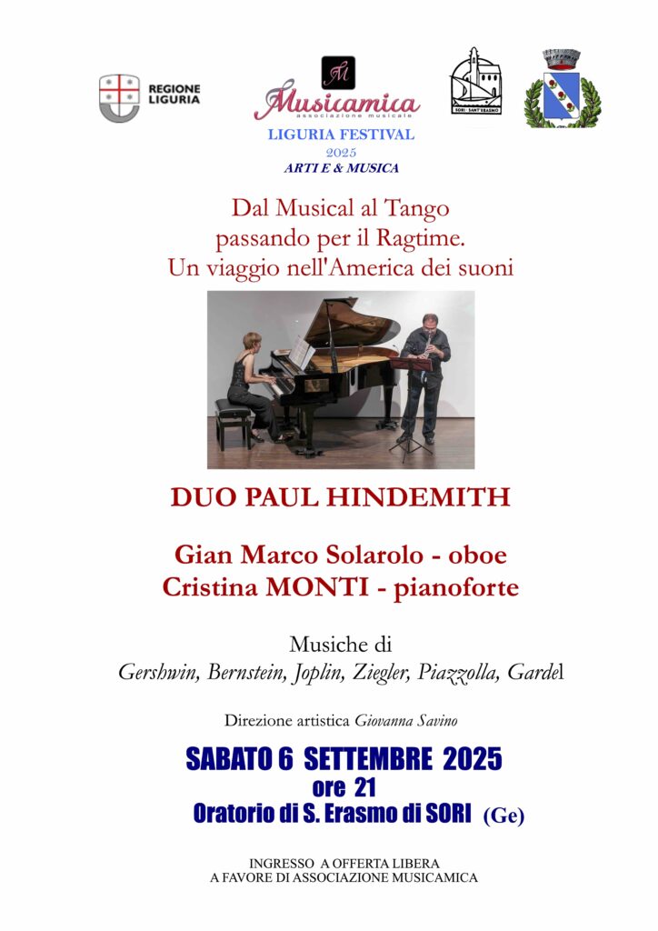 Duo Paul Hindemith-Locandina concerto 6 settembre 2025 a Sori