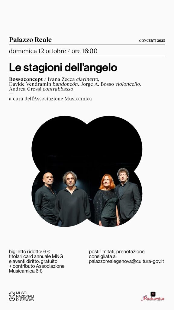 Le stagioni dell'angelo-Locandina concerto BossoConcept 12 ottobre 2025 a Palazzo Reale