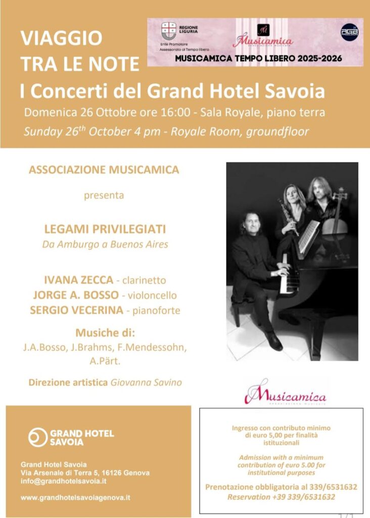 Legami privilegiati-Locandina concerto 26 ottobre 2025 al Grand Hotel Savoia di Genova