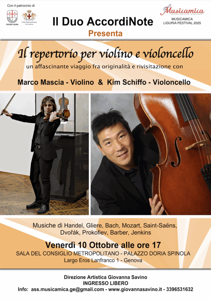 Locandina AccordiNote-Concerto 10 ottobre 2025 Palazzo Doria Spinola a Genova