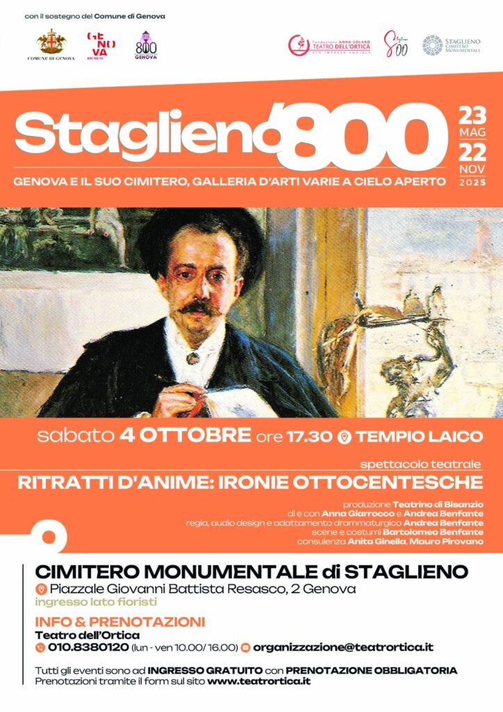 Ritratti d'anime-Locandina spettacolo del 4 ottobre a Genova con Il Teatrino di Bisanzio