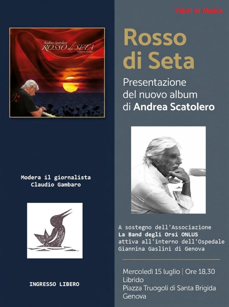 Andrea Scatolero presenta Rosso di Seta-Locandina evento 15 luglio 2026 da Librìdo a Genova
