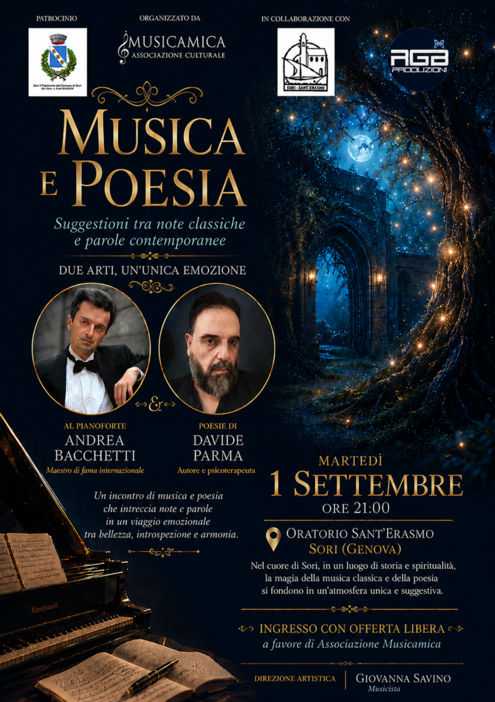 Musica e Poesia-Locandina evento 1 settembre 2026-Oratorio Sant'Erasmo a Sori