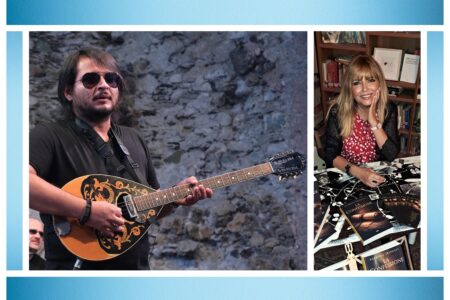 Il musicista Andrea Facco e l'autrice Patrizia Tringali