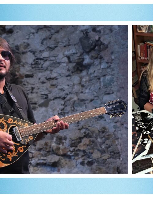 Il musicista Andrea Facco e l'autrice Patrizia Tringali